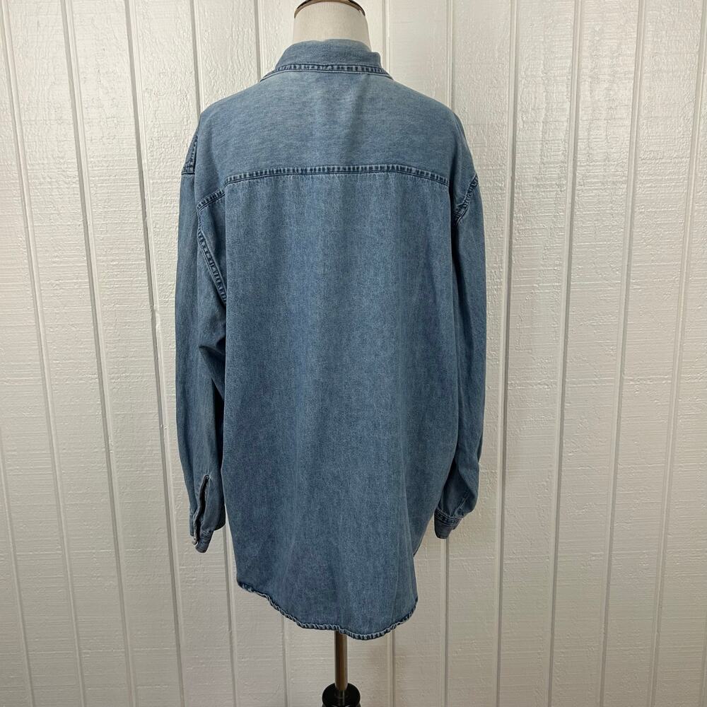 💗Sold💗not for sale💗Women Teacher Denim Button Up Top Long Sleeve Artsy School Bl - Picture 10 of 11